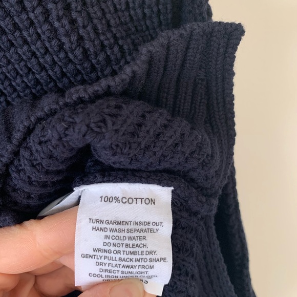 NICHOLAS Cable Knit Turtleneck Sweater Cotton Blue - Picture 4 of 7